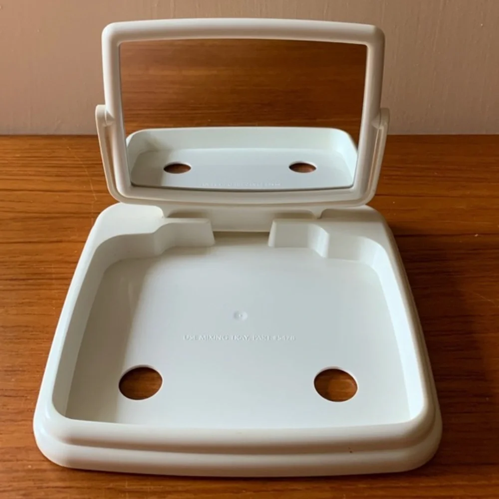 Mary Kay white tray/stand and compact mirror.